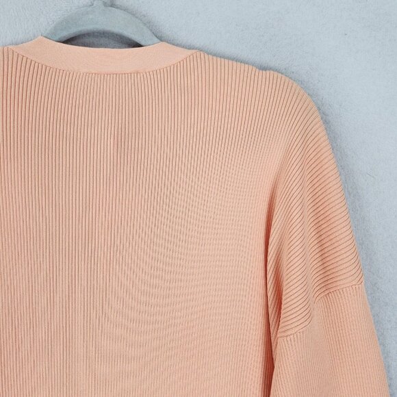 Endless Rose Sweater Womens Medium Coral Orange Long Ribbed Duster Cardigan NEW - Picture 12 of 12